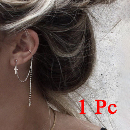1PC neue Mode Gold Farbe Mond Stern Clip Ohrringe für Frauen einfache Schmetterling Fake Knorpel lange Quaste Ohr Manschette Schmuck Geschenke
