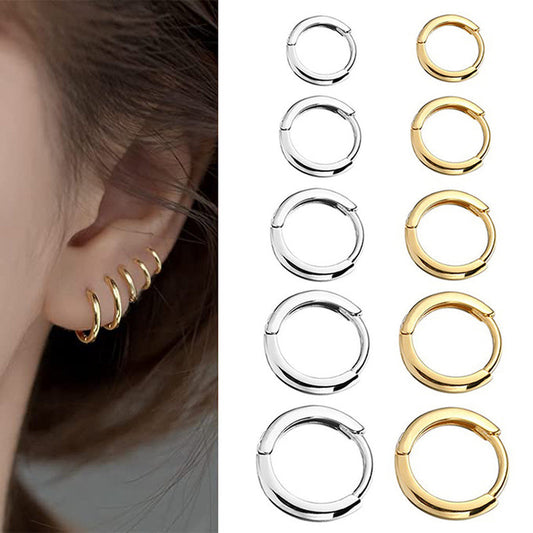 2023 Neue einfache Edelstahl Gold kleine Hoop Ohrringe für Frauen Männer Knorpel Ohr Piercing Schmuck Pendientes Hombre Mujer
