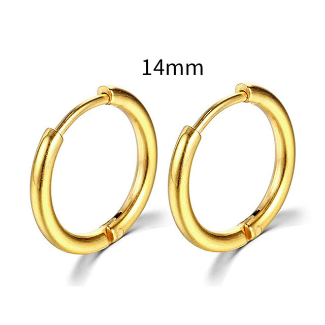 2023 Neue einfache Edelstahl Gold kleine Hoop Ohrringe für Frauen Männer Knorpel Ohr Piercing Schmuck Pendientes Hombre Mujer