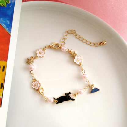 Stern Mond Armband für Frauen Mädchen Mode rosa Kristall Perle Kette Armband Großhandel Designer Schmuck Party Geschenk