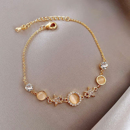 Stern Mond Armband für Frauen Mädchen Mode rosa Kristall Perle Kette Armband Großhandel Designer Schmuck Party Geschenk