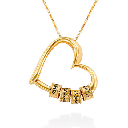Personalisierte Herz-Halsketten Frauen Schmuck benutzerdefinierte Gold plattiert 1-7 Perlen Name Halsketten &amp; Anhänger Muttertag Geschenk